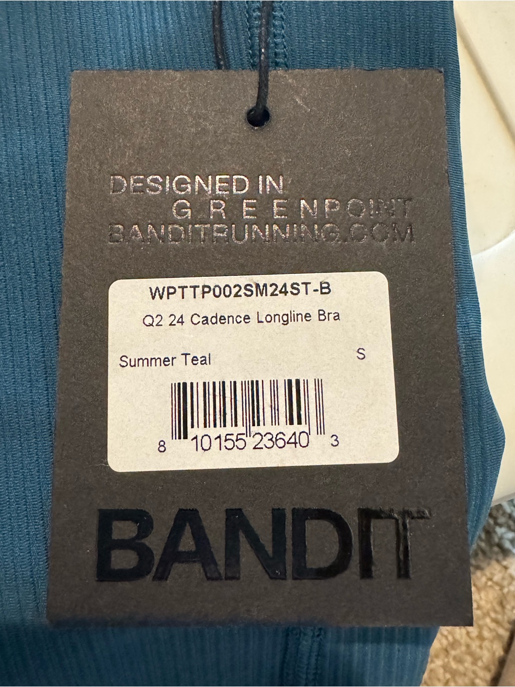 Bandit Running Built In Bra Teal Race Top Women’s Small Nwt — image 7 of 8